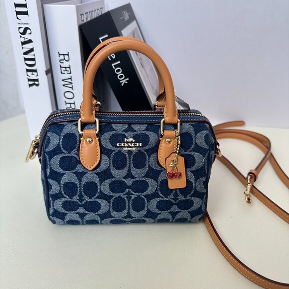 Coach Handbags - Coach Denim Monogram Mini Boston Bag, Shoulder, Crossbody, or Handbag